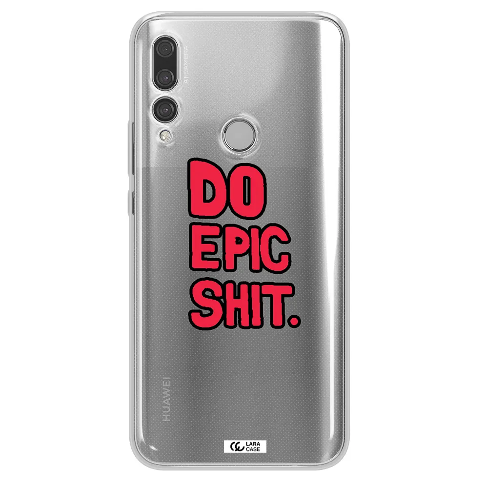 a red and black text Huawei Y9 Prime 2019 Clear TPU Case