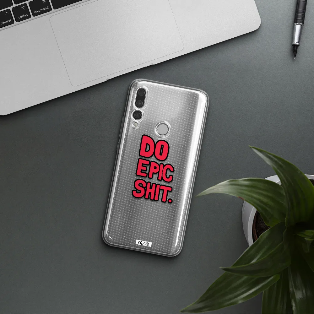 a red and black text Huawei Y9 Prime 2019 Clear TPU Case