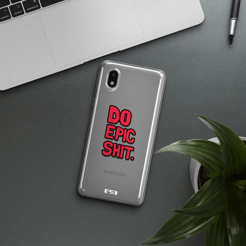 A Red And Black Text Samsung A01 Core Clear Tpu Case