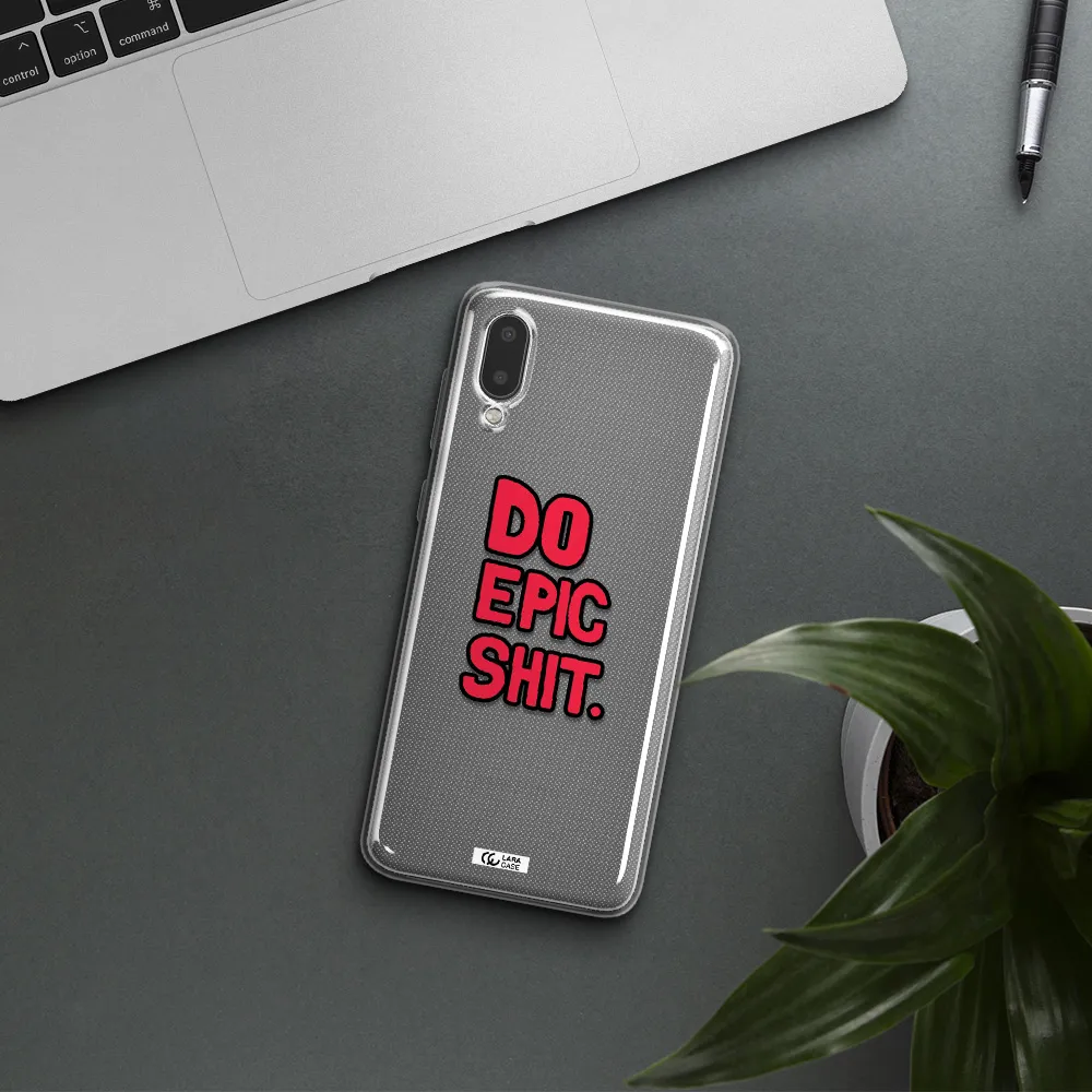 a red and black text Samsung A02 Clear TPU Case