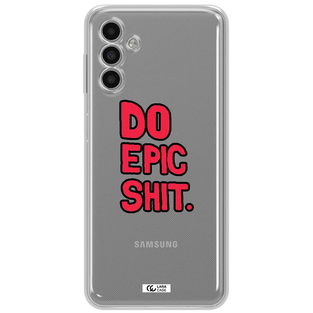 A Red And Black Text Samsung A13 5G Clear Tpu Case