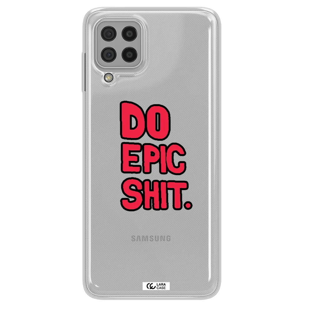 a red and black text Samsung A22 4g Clear TPU Case