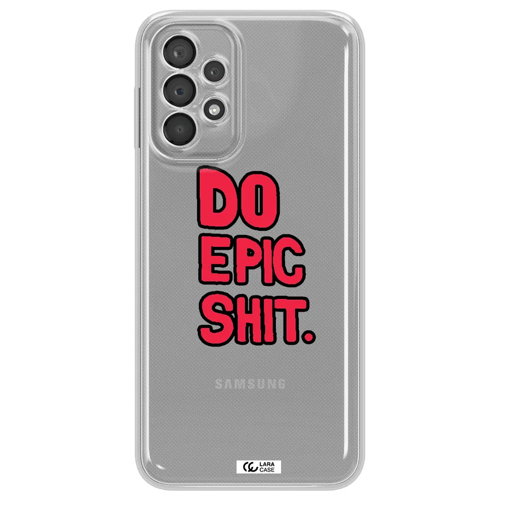 A Red And Black Text Samsung A23 5G Clear Tpu Case