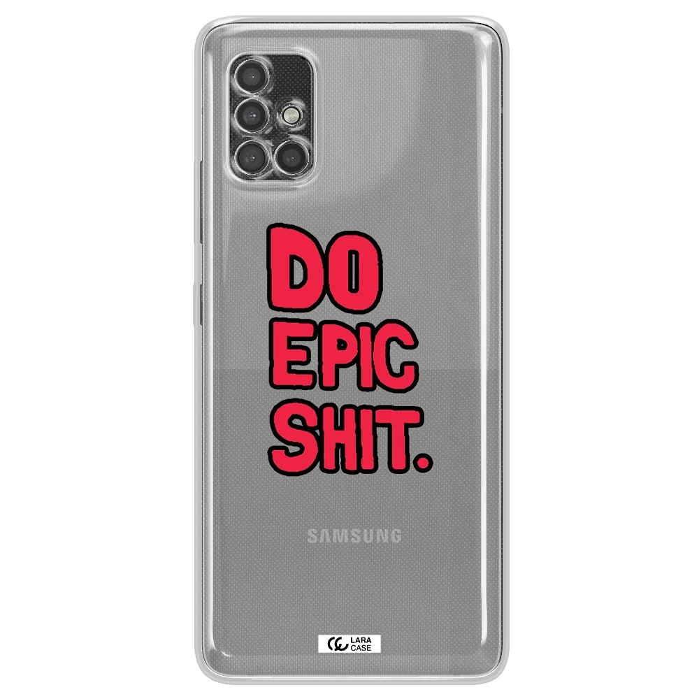 A Red And Black Text Samsung A40S Clear Tpu Case