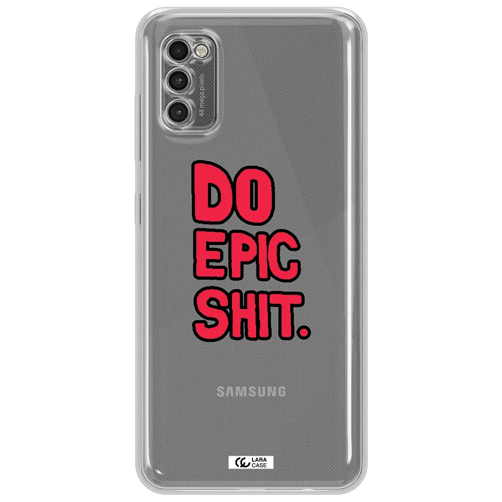 A Red And Black Text Samsung A41 Clear Tpu Case