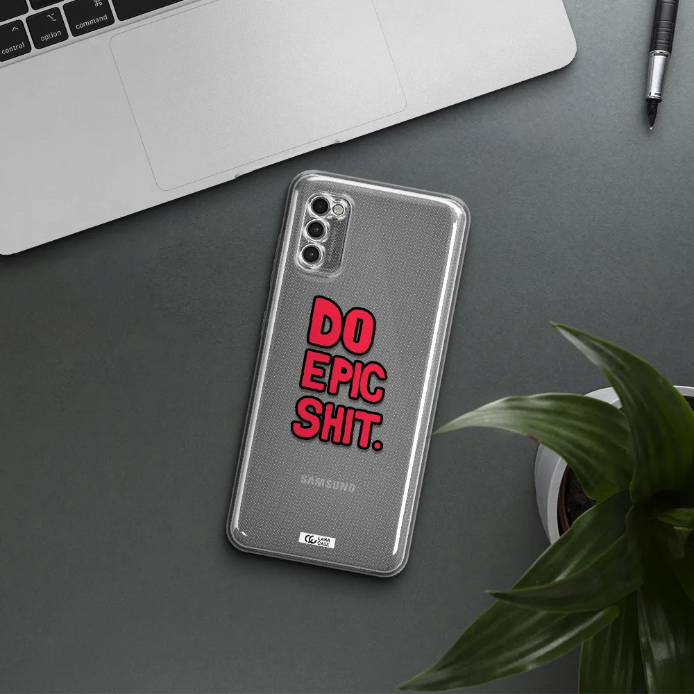 A Red And Black Text Samsung A41 Clear Tpu Case