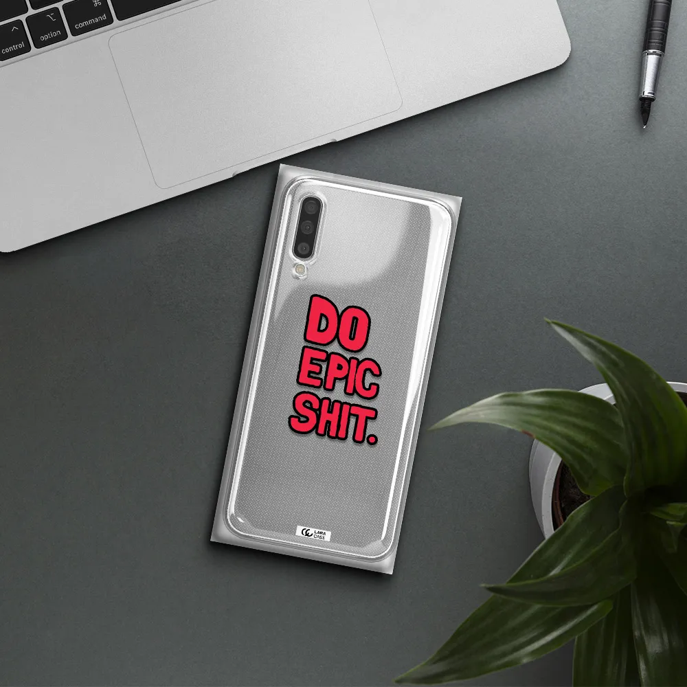 A Red And Black Text Samsung A50S Clear Tpu Case