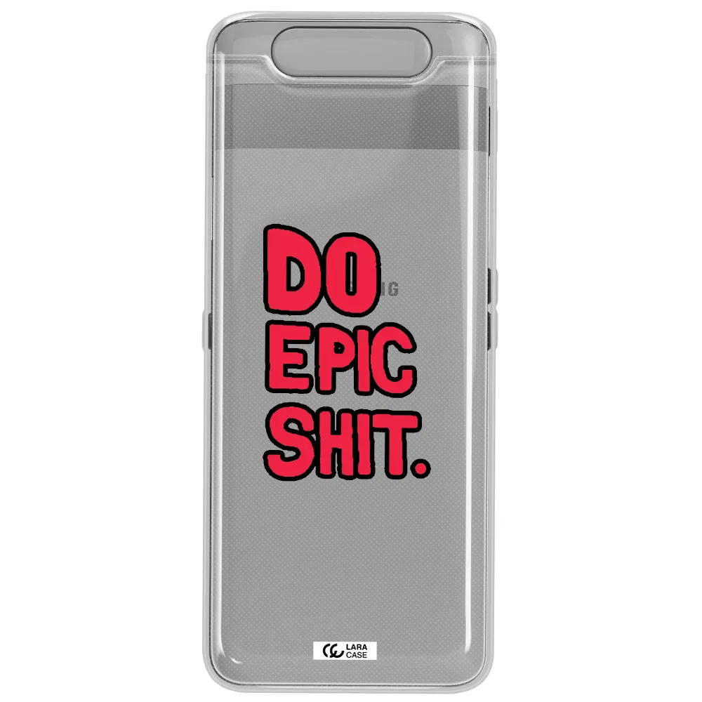 a red and black text Samsung A80 Clear TPU Case