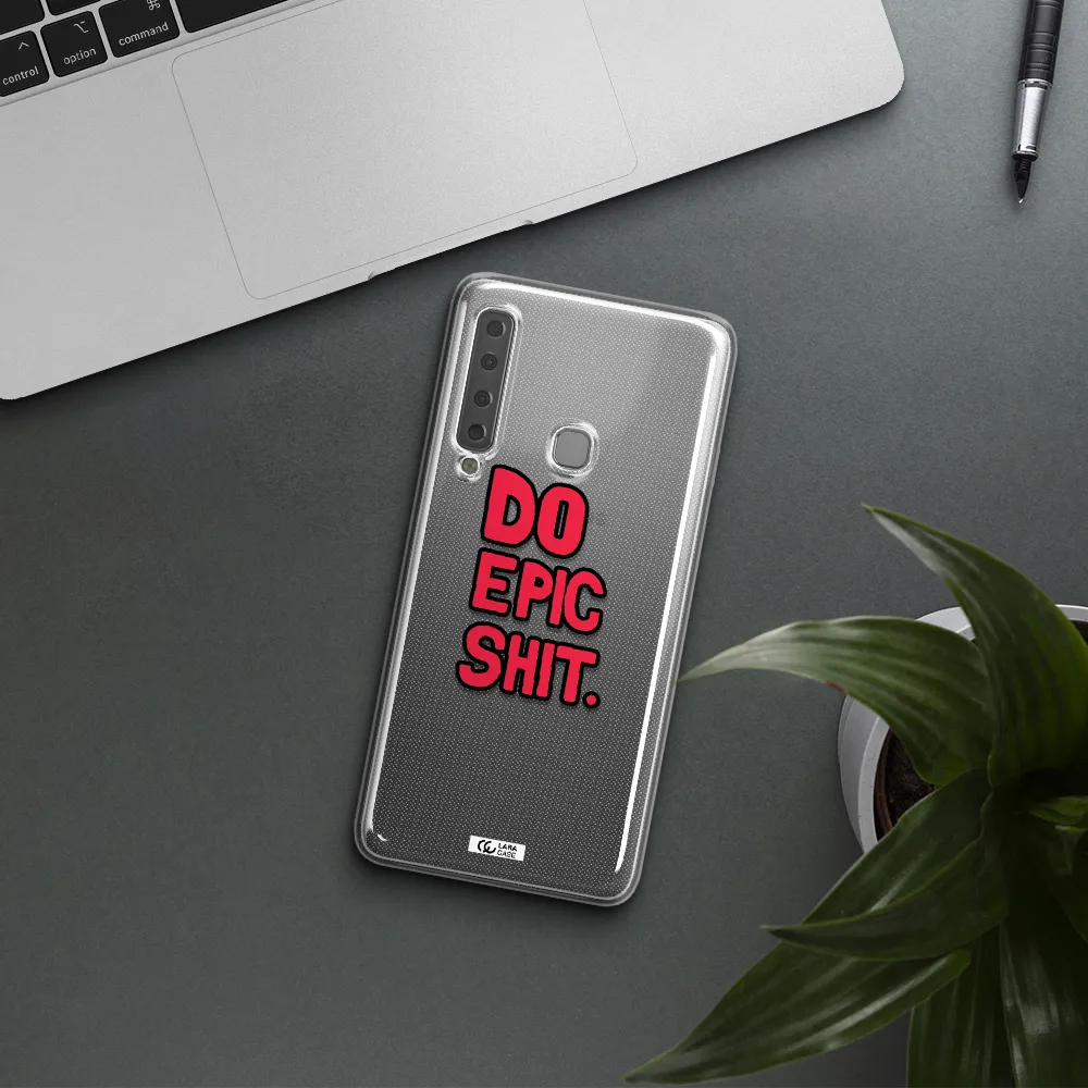 a red and black text Samsung A9 2018 Clear TPU Case