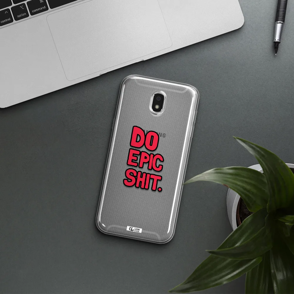 a red and black text Samsung J5 2017 Clear TPU Case