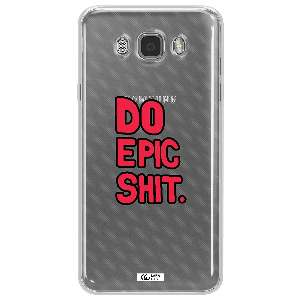 a red and black text Samsung J7 2016 Clear TPU Case