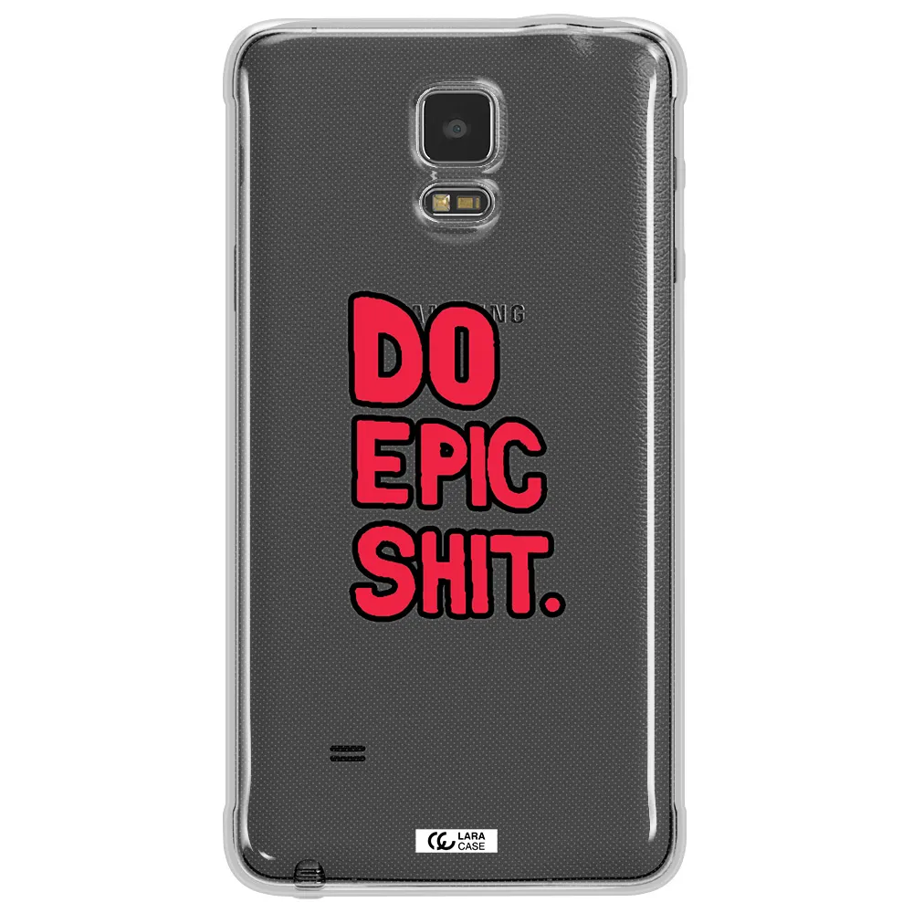 a red and black text Samsung Note 4 Clear TPU Case