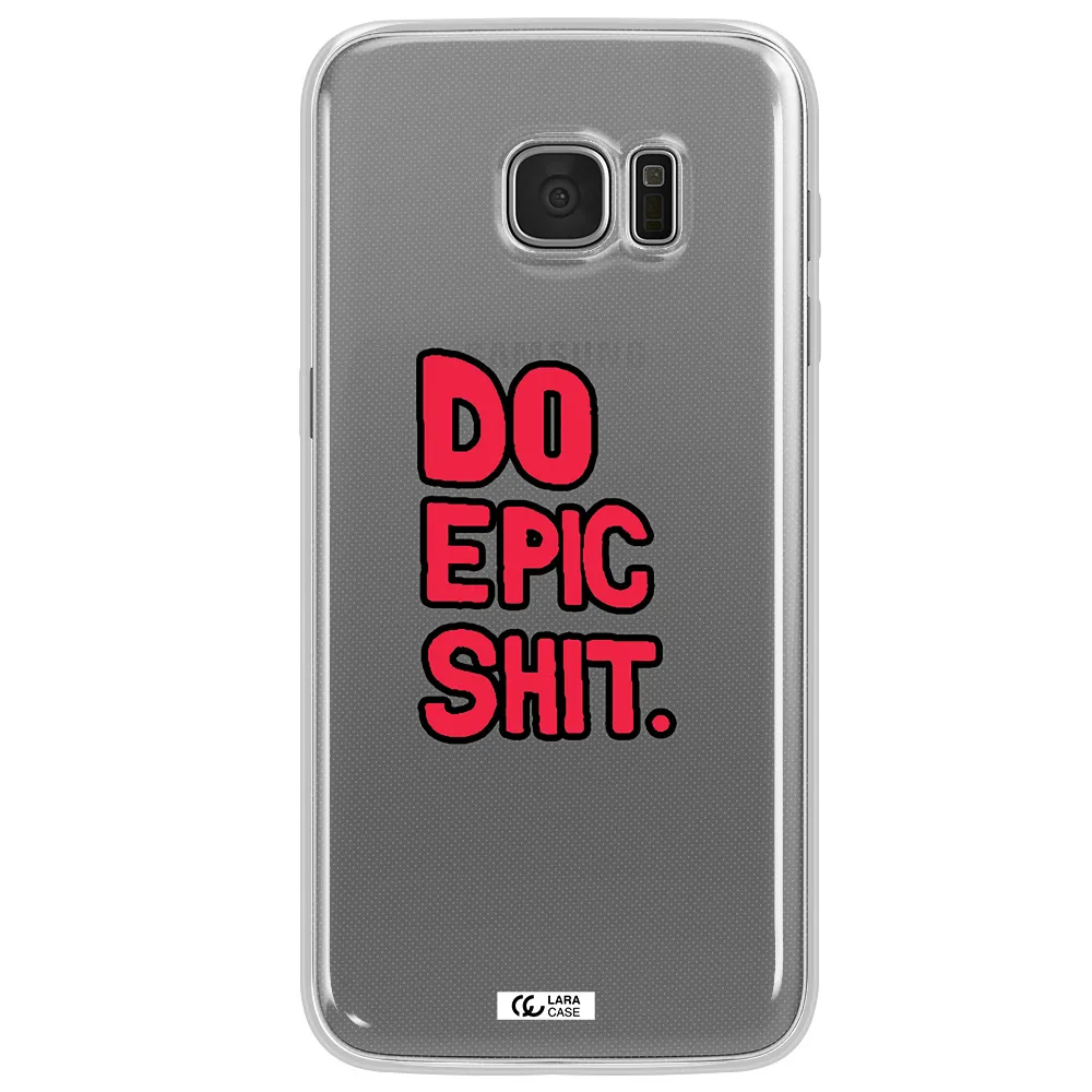 a red and black text Samsung S7 Edge Clear TPU Case