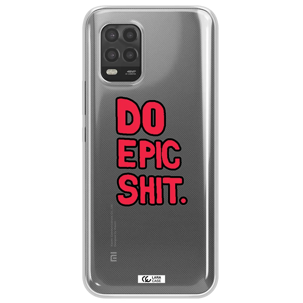 a red and black text Xiaomi Mi 10 Lite Clear TPU Case