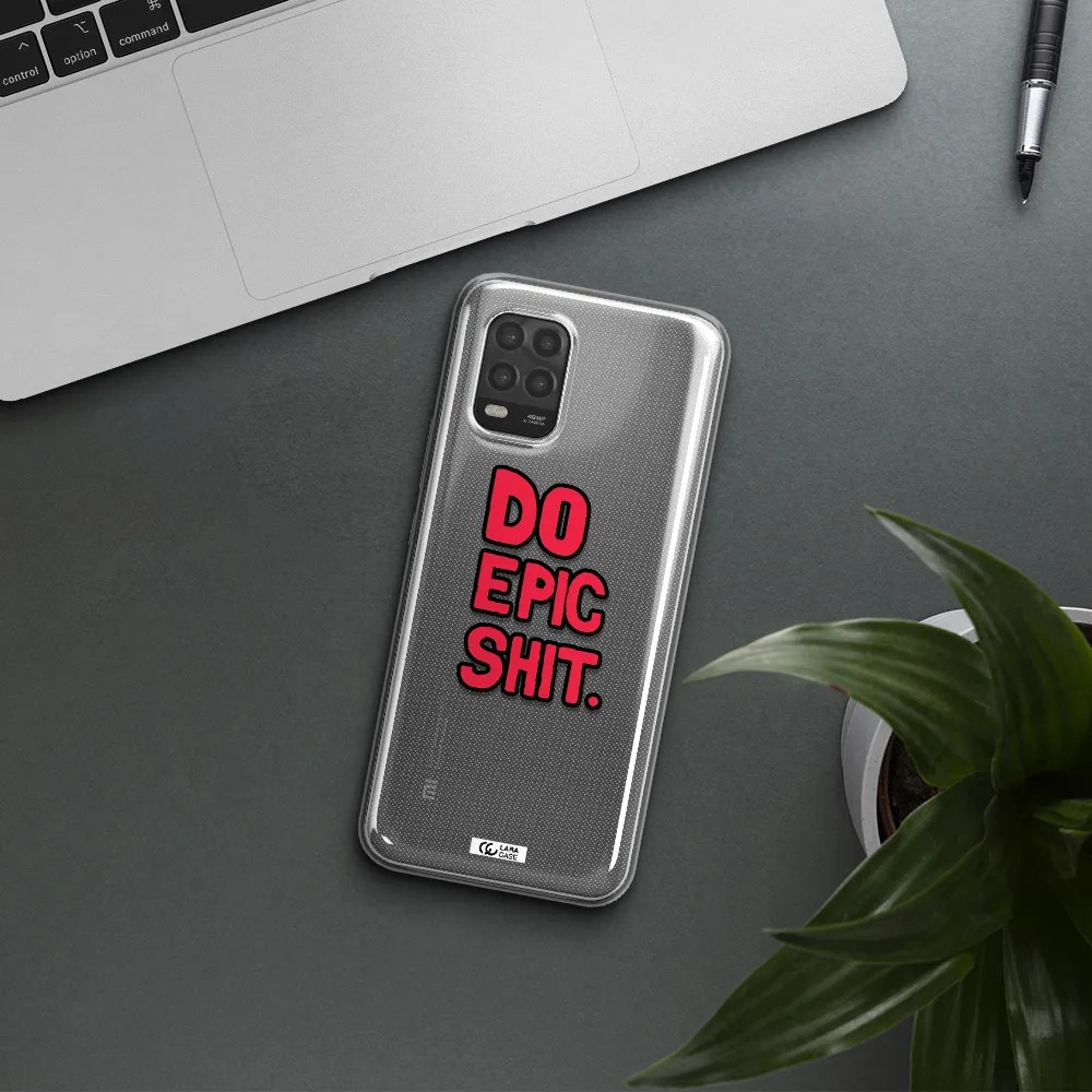 a red and black text Xiaomi Mi 10 Lite Clear TPU Case