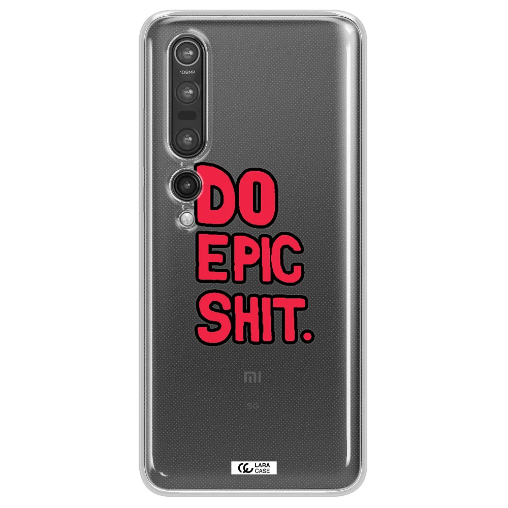 a red and black text Xiaomi Mi 10 Pro Clear TPU Case