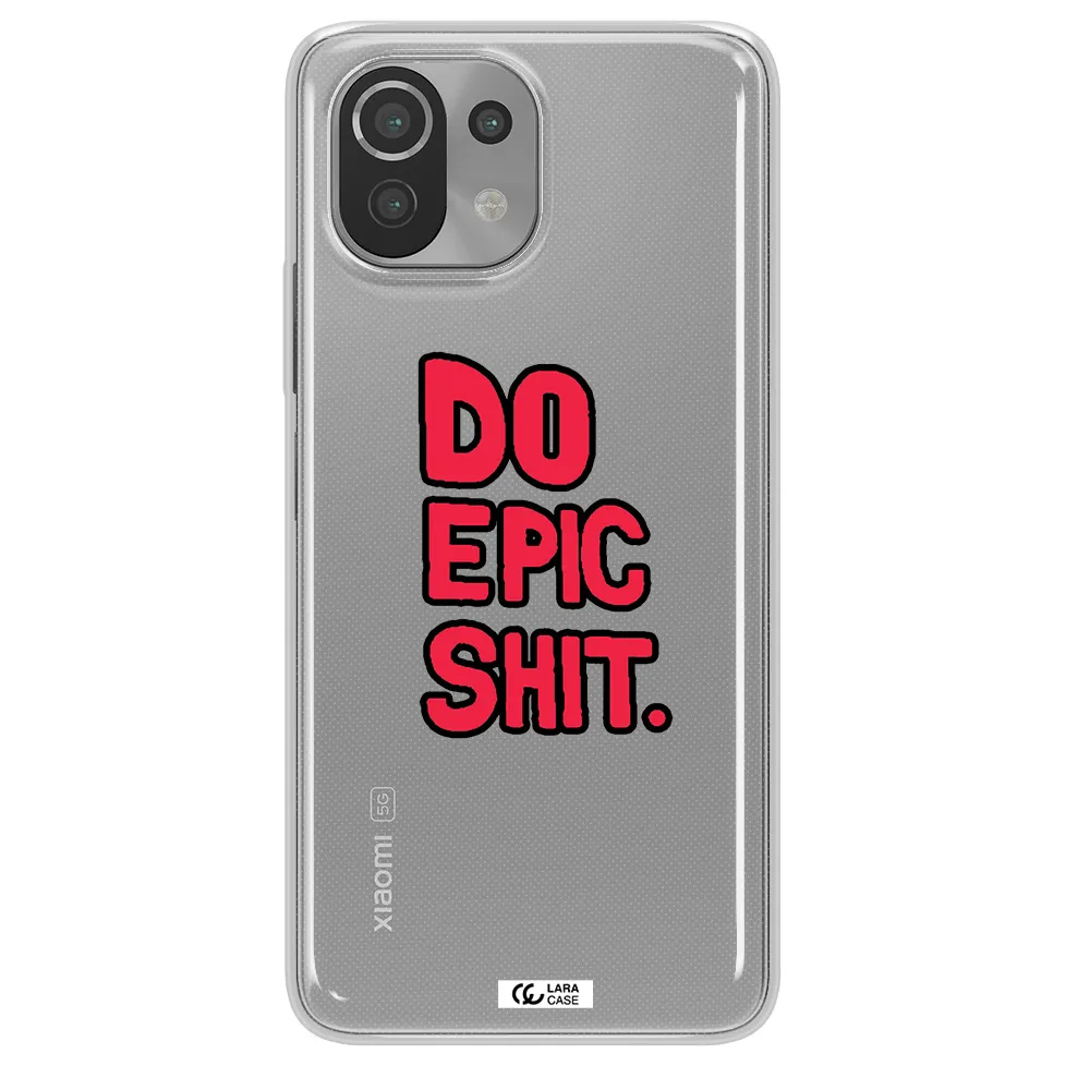 a red and black text Xiaomi Mi 11 Lite Clear TPU Case