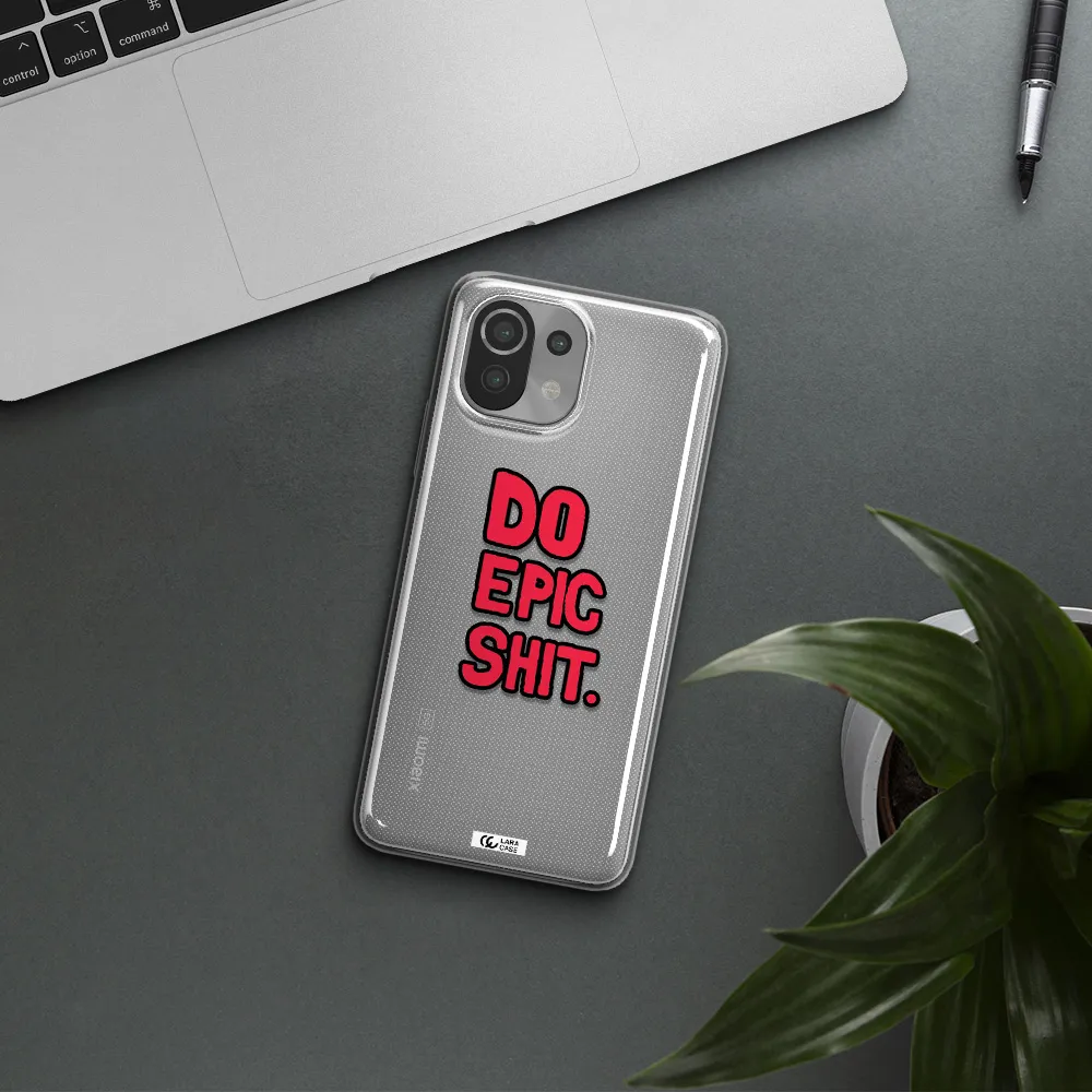 a red and black text Xiaomi Mi 11 Lite Clear TPU Case