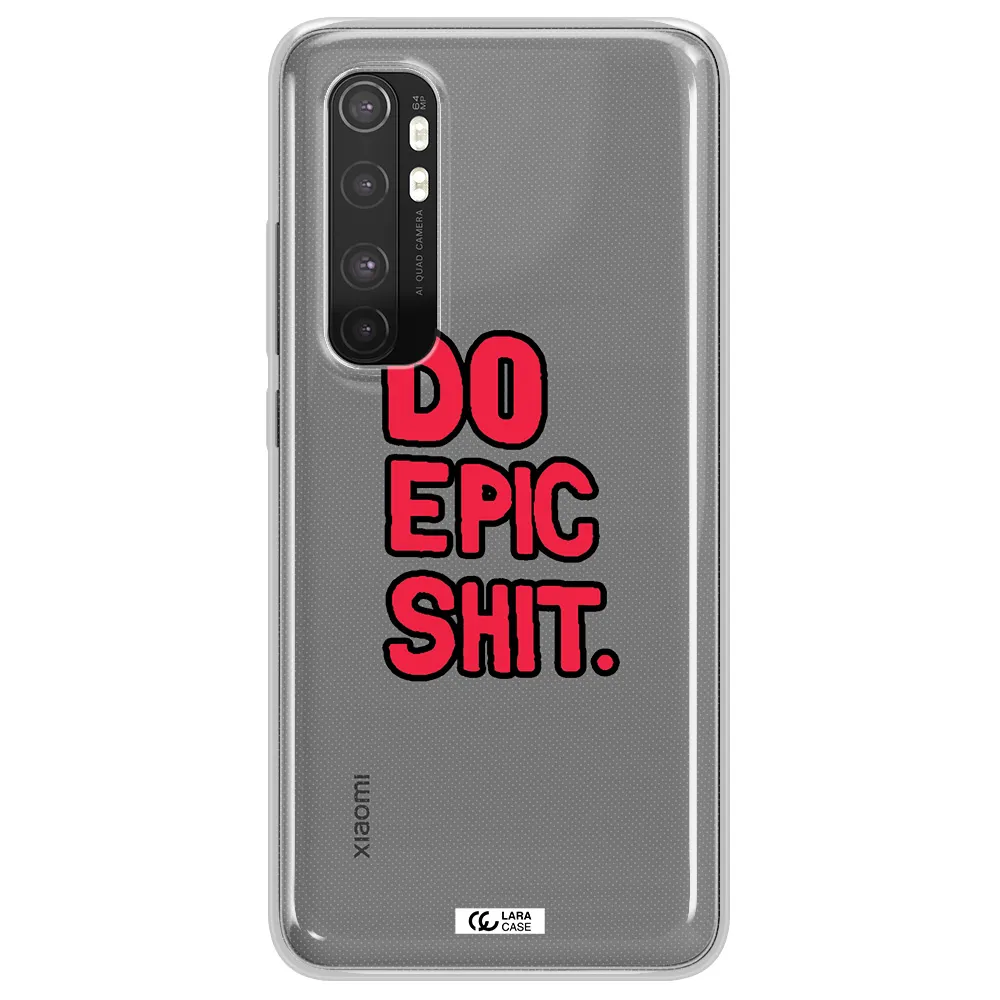 a red and black text Xiaomi Mi Note 10 Lite Clear TPU Case