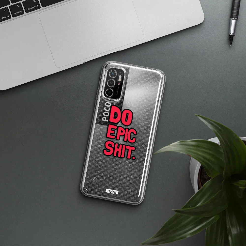 A Red And Black Text Xiaomi Poco M3 Pro Clear Tpu Case