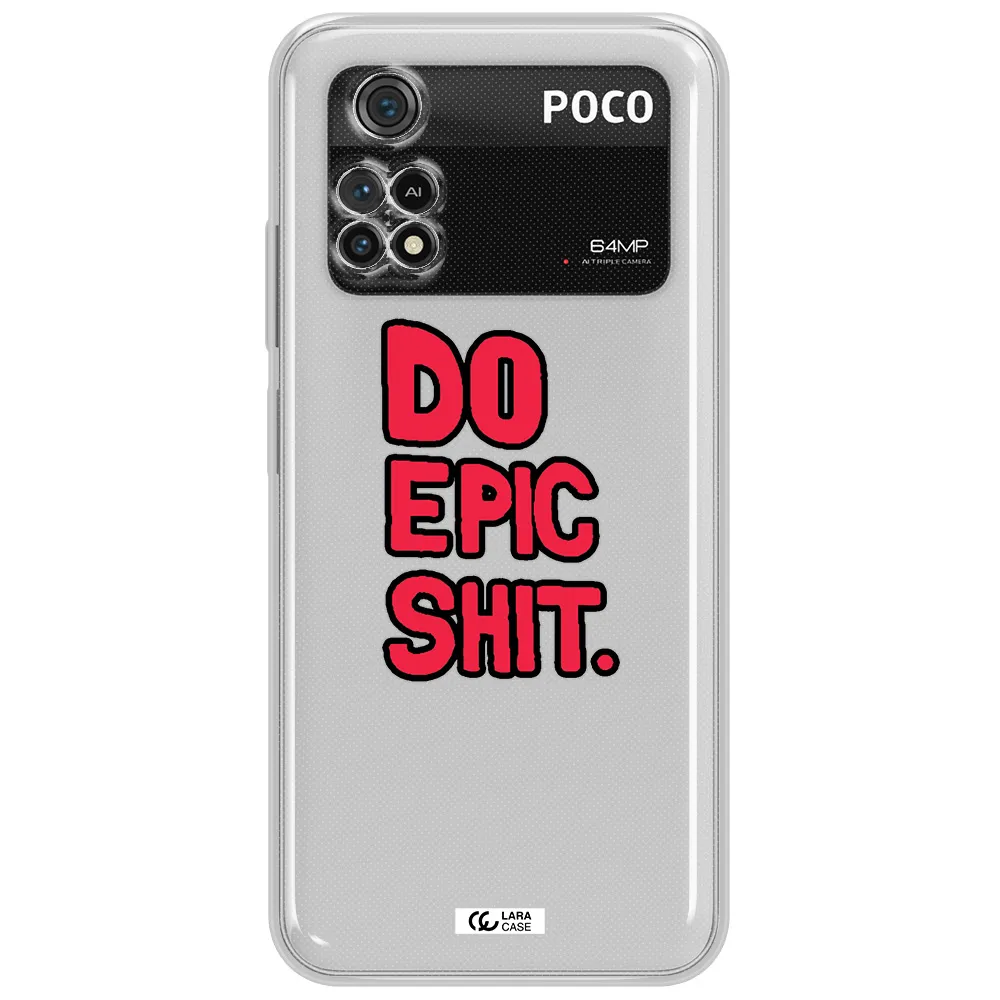 A Red And Black Text Xiaomi Poco M4 Pro 4G Clear Tpu Case