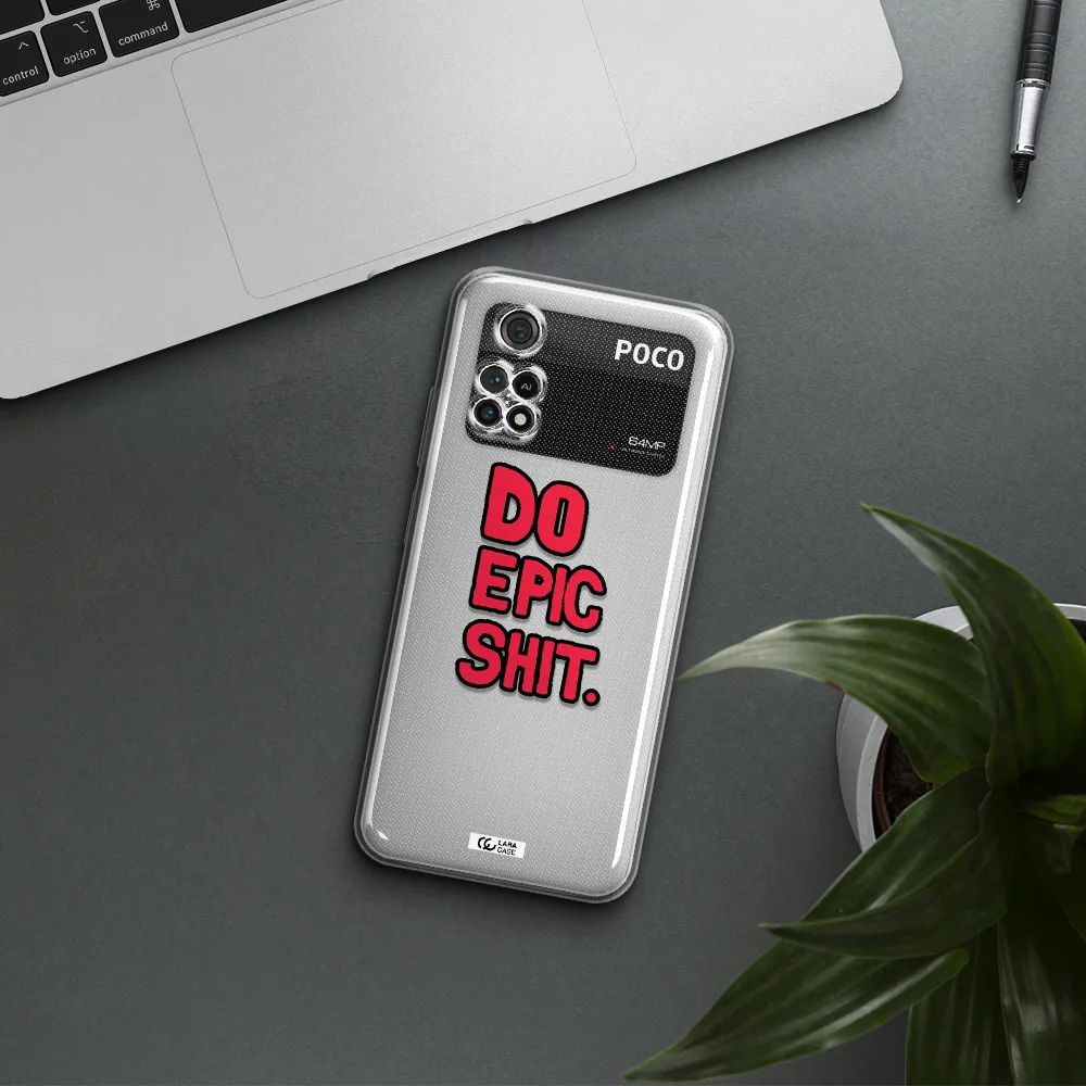 A Red And Black Text Xiaomi Poco M4 Pro 4G Clear Tpu Case
