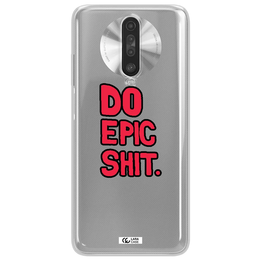 a red and black text Xiaomi Redmi K30 Clear TPU Case