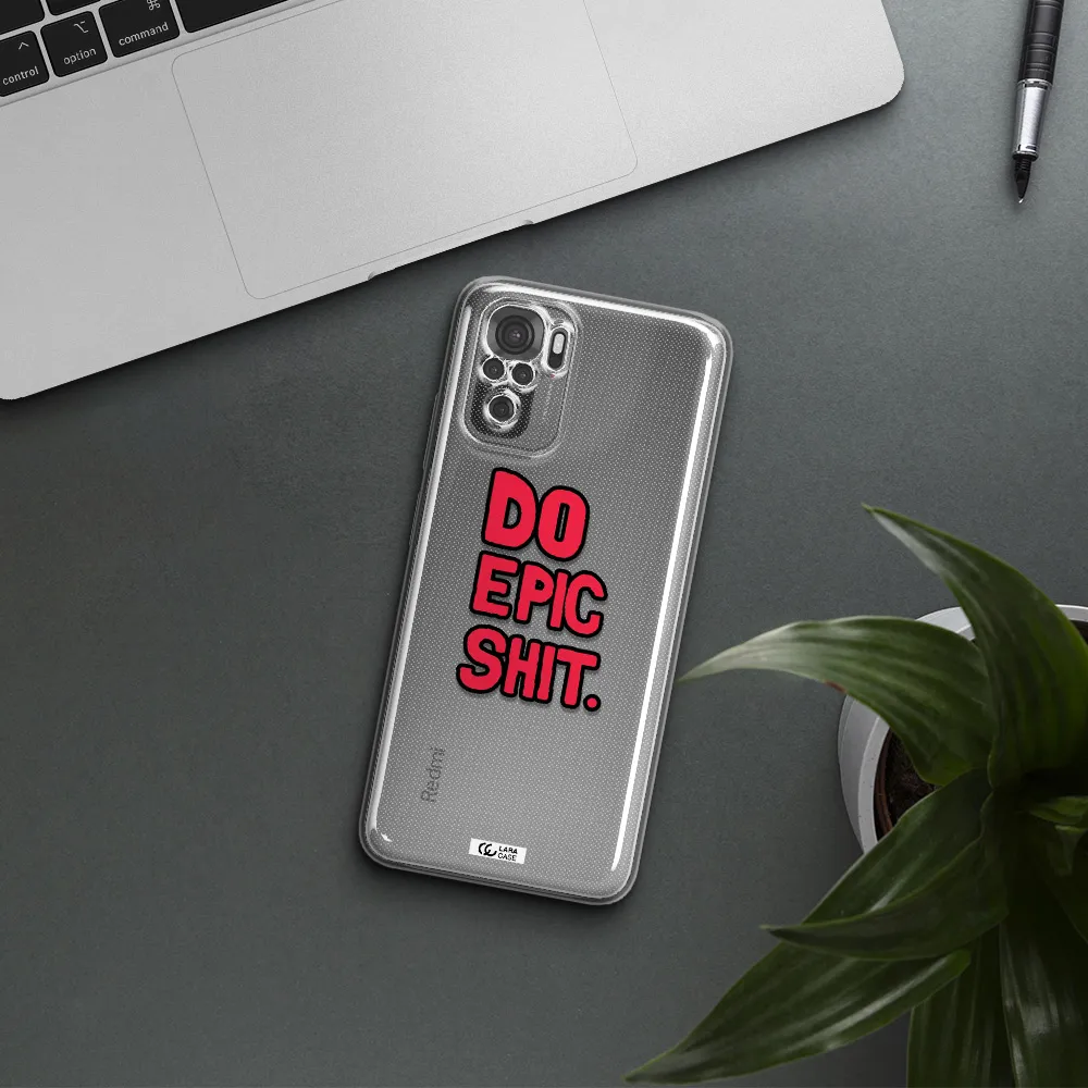 A Red And Black Text Xiaomi Redmi Note 10S Clear Tpu Case