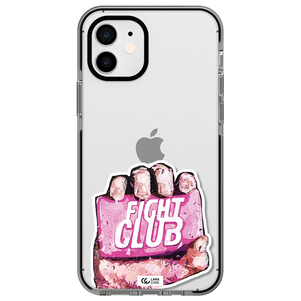 a hand holding a pink bag Apple iPhone 11 impact black border Case