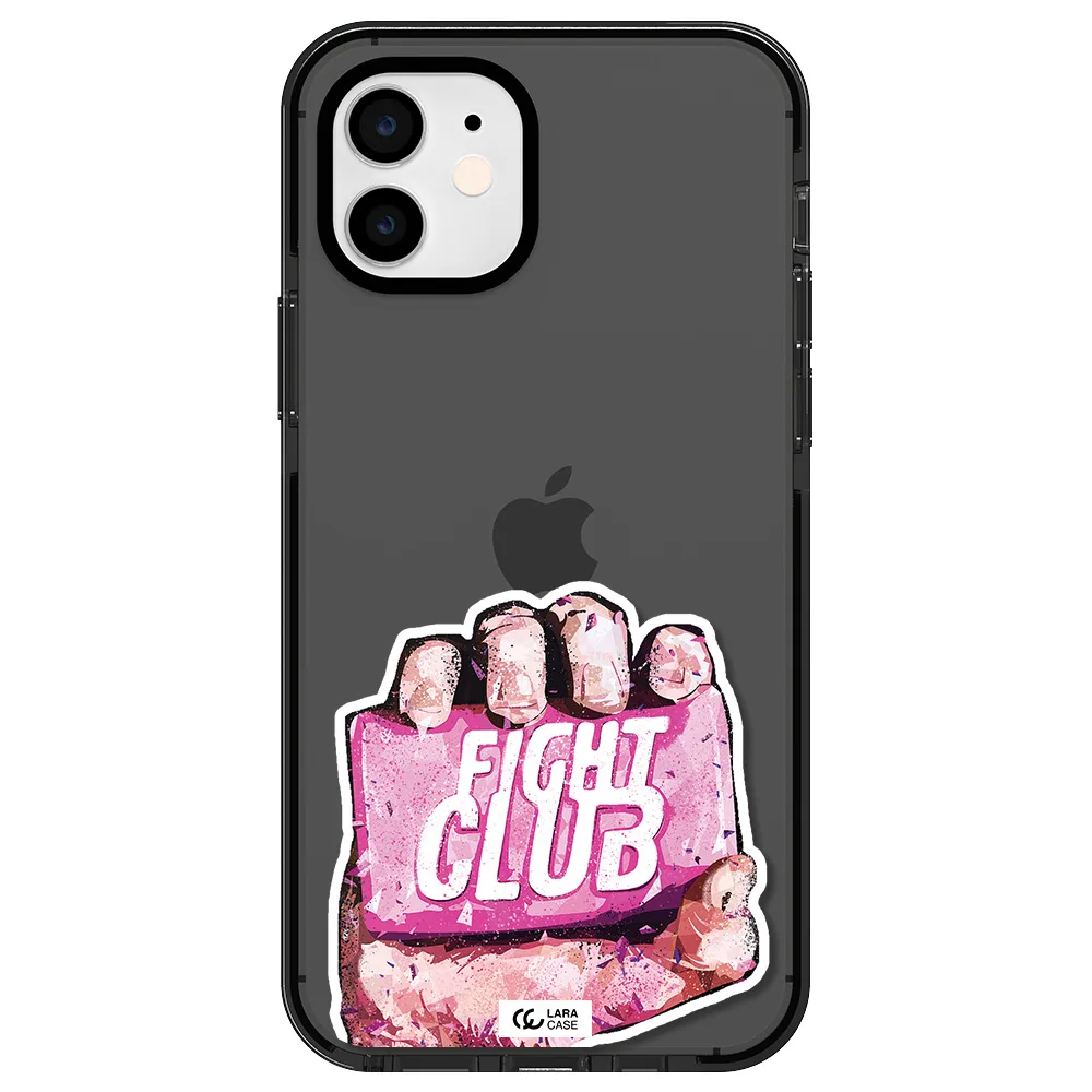 a hand holding a pink bag Apple iPhone 11 impact Smoke Black Case