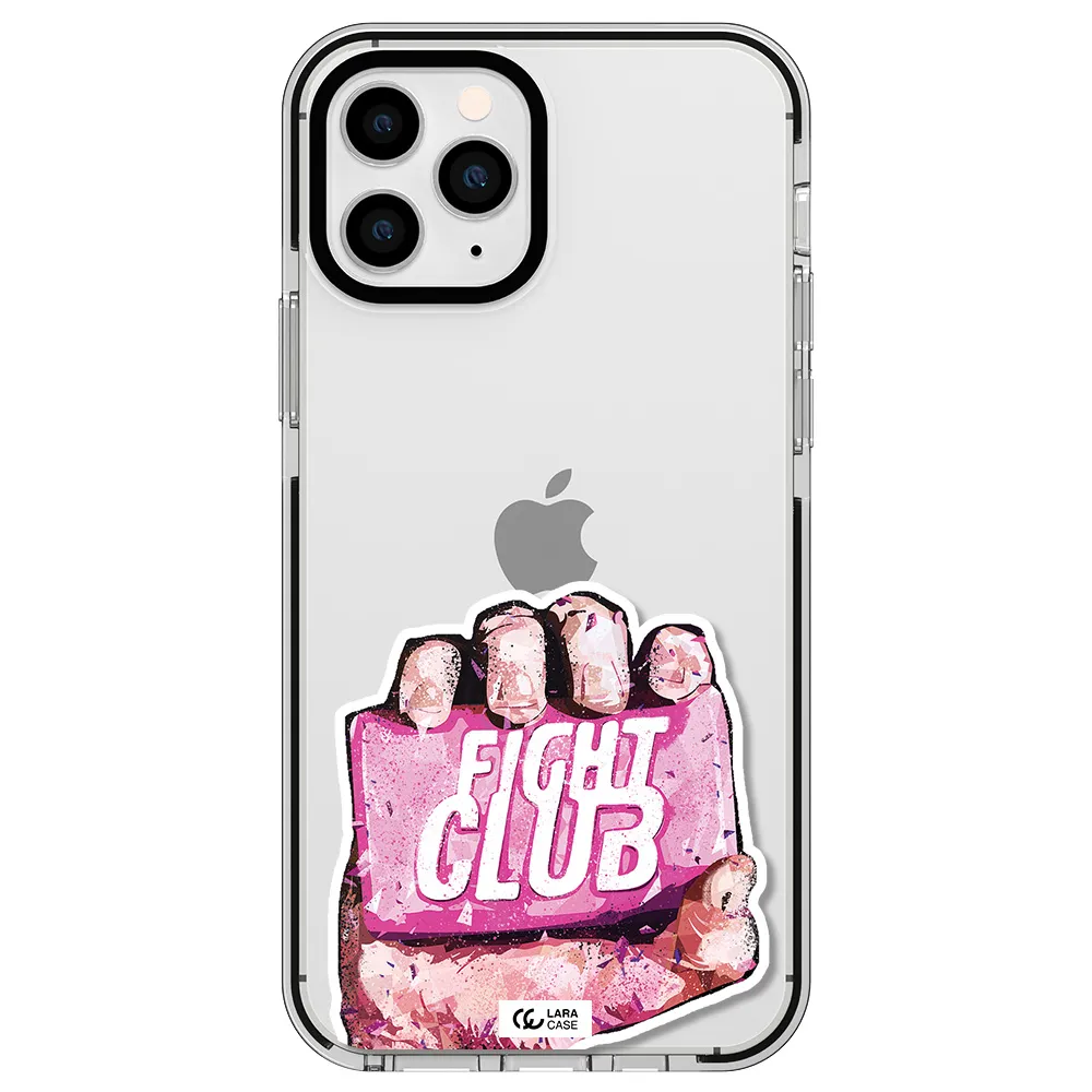 a hand holding a pink bag Apple iPhone 11 pro impact black border Case