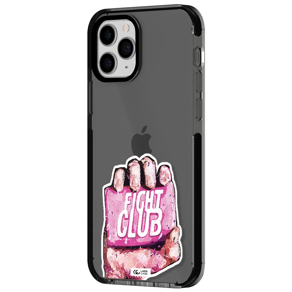a hand holding a pink bag Apple iPhone 11 pro impact Smoke Black Case