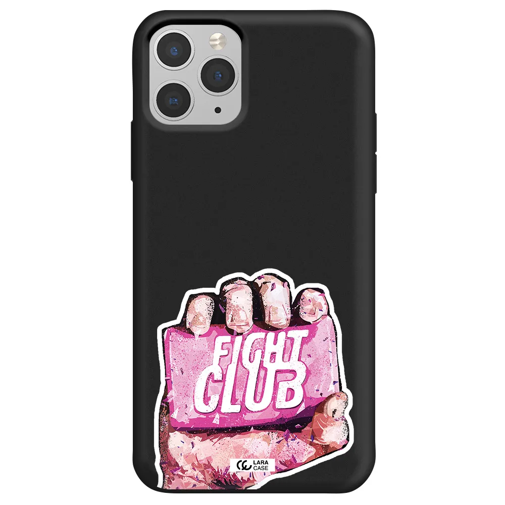 a hand holding a pink bag Apple iPhone 11 pro max Silicone black Case