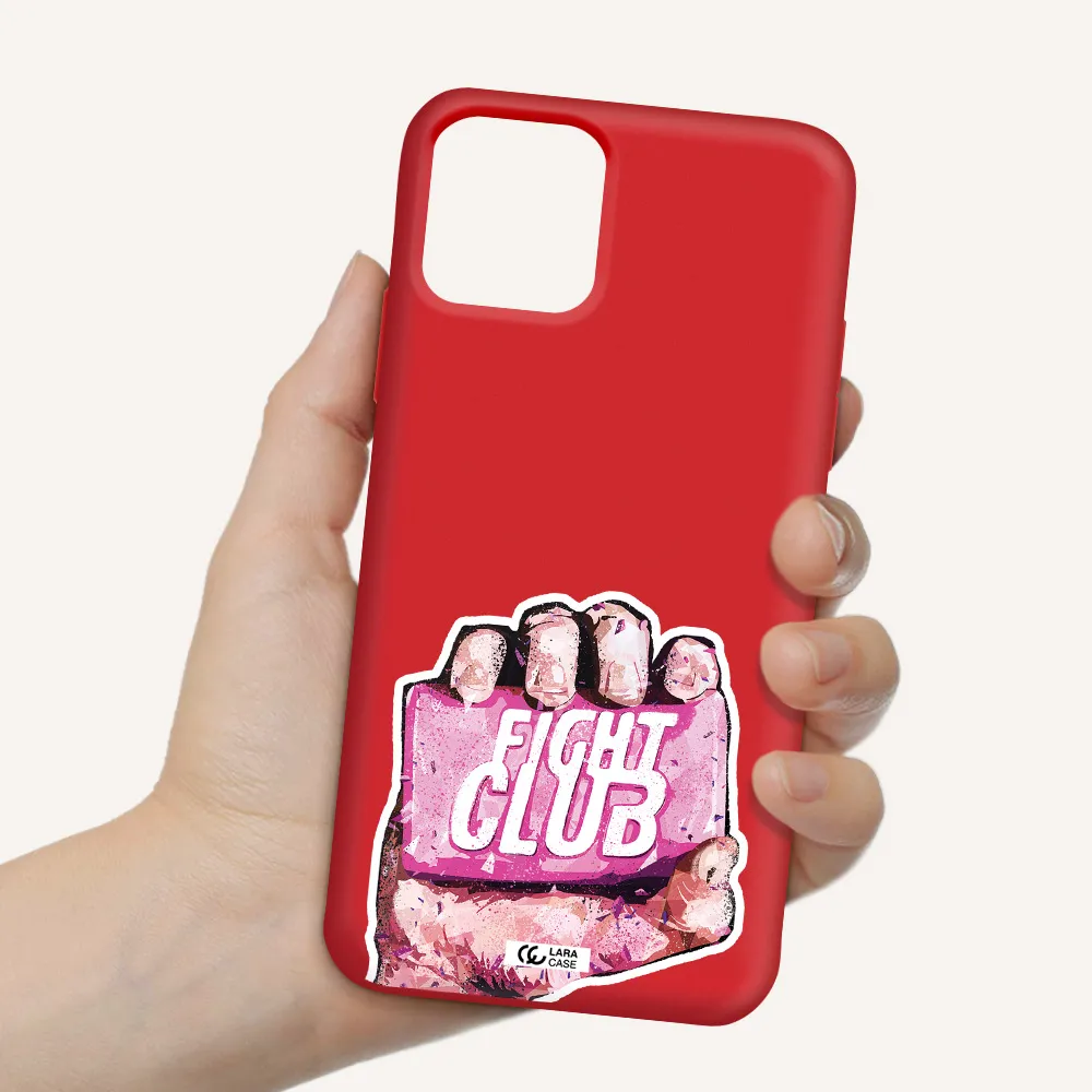 a hand holding a pink bag Apple iPhone 11 pro max Silicone Imperial Red Case