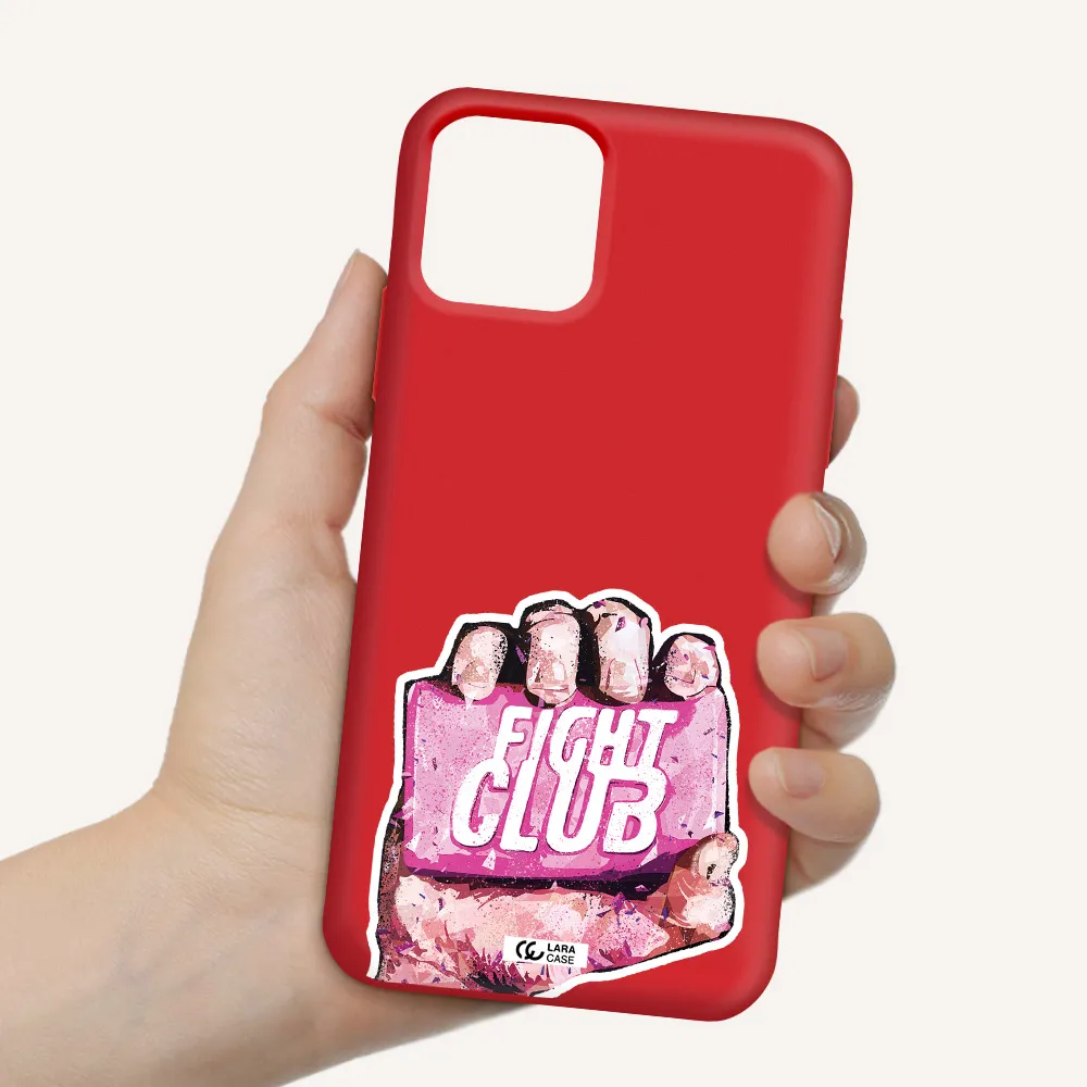 a hand holding a pink bag Apple iPhone 11 pro Silicone Imperial Red Case