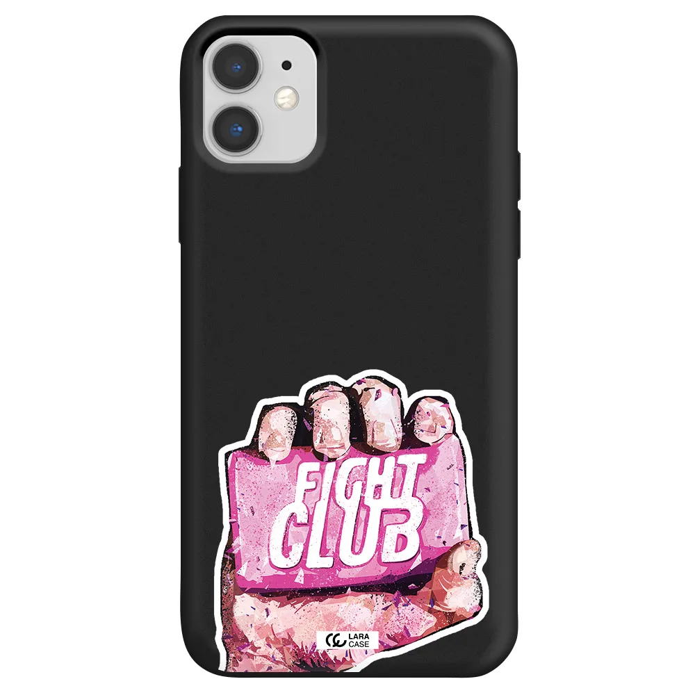 a hand holding a pink bag Apple iPhone 11 Silicone black Case