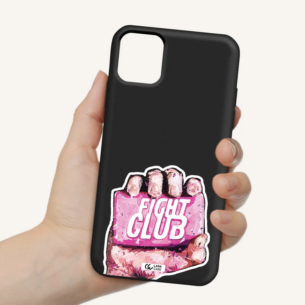 a hand holding a pink bag Apple iPhone 11 Silicone black Case