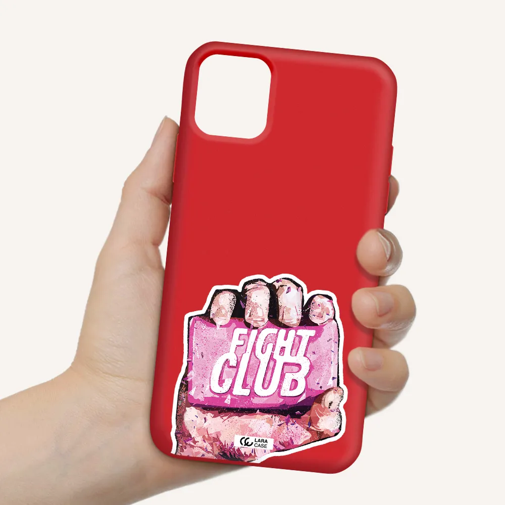 a hand holding a pink bag Apple iPhone 11 Silicone Imperial Red Case