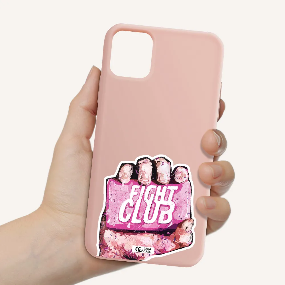 a hand holding a pink bag Apple iPhone 11 Silicone pastel pink Case