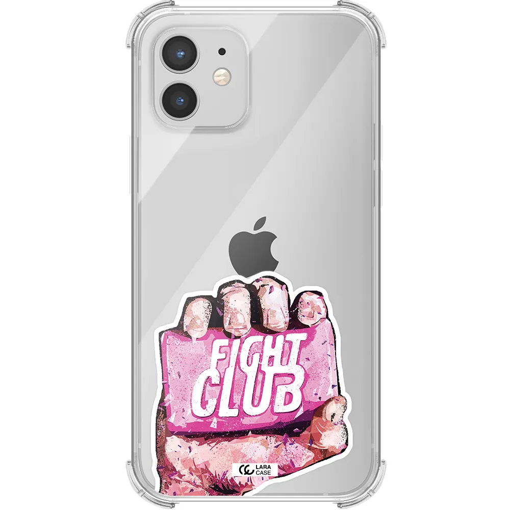 a hand holding a pink bag Apple iPhone 12 Clear PC Case