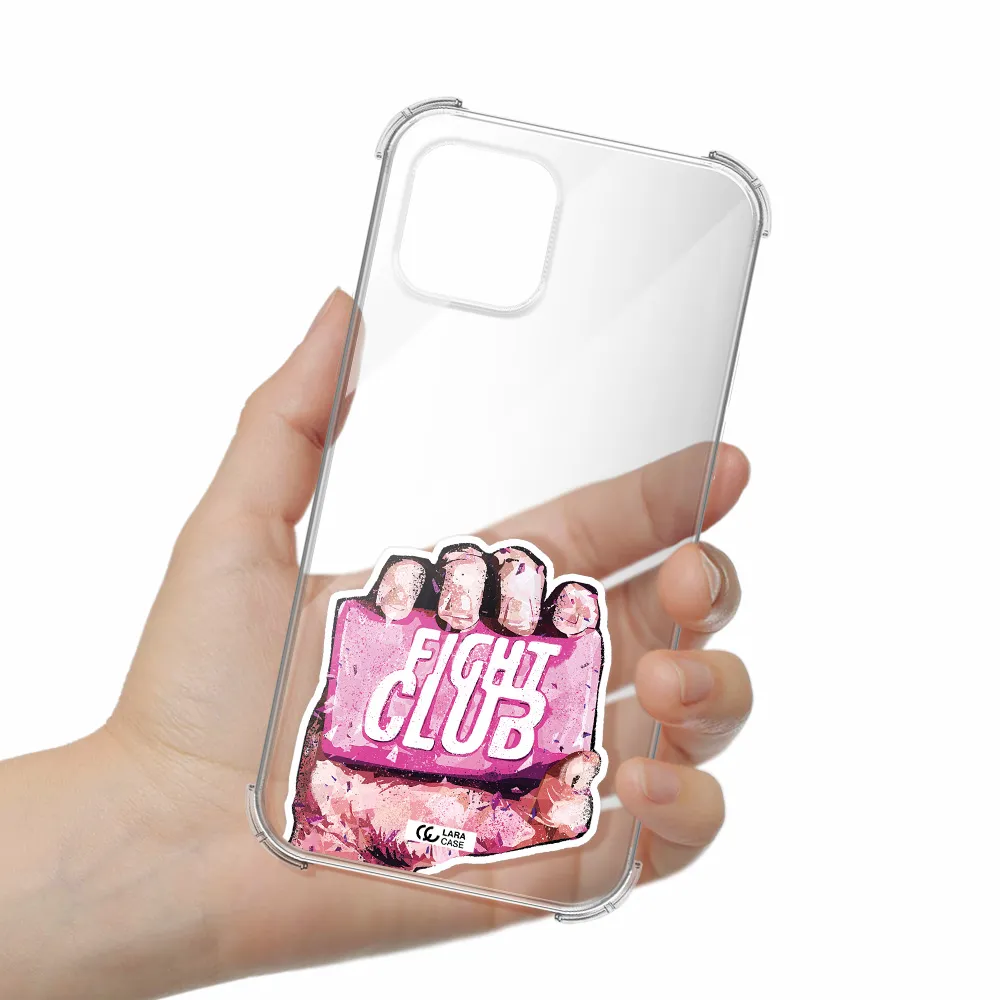 a hand holding a pink bag Apple iPhone 12 Clear PC Case