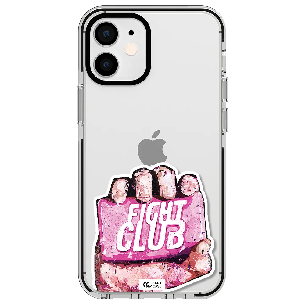 a hand holding a pink bag Apple iPhone 12 mini impact black border Case