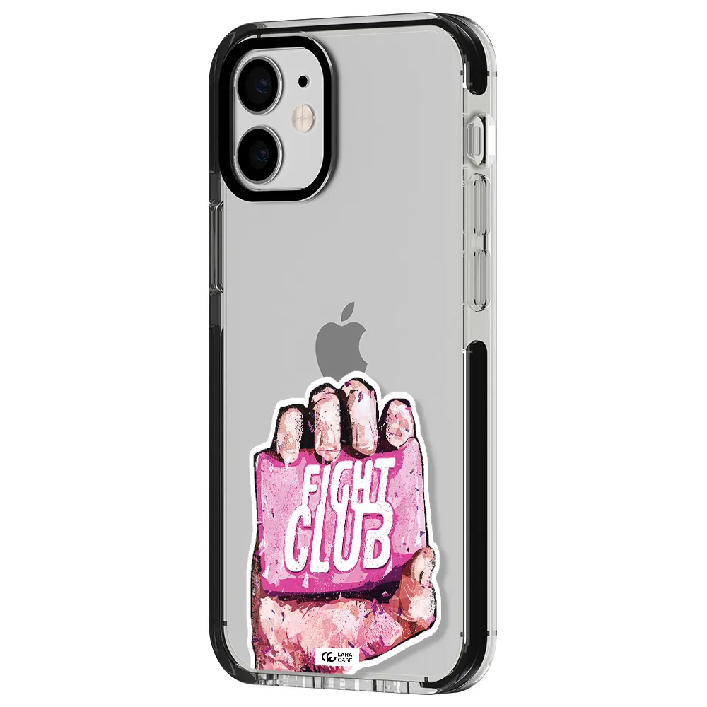 a hand holding a pink bag Apple iPhone 12 mini impact black border Case