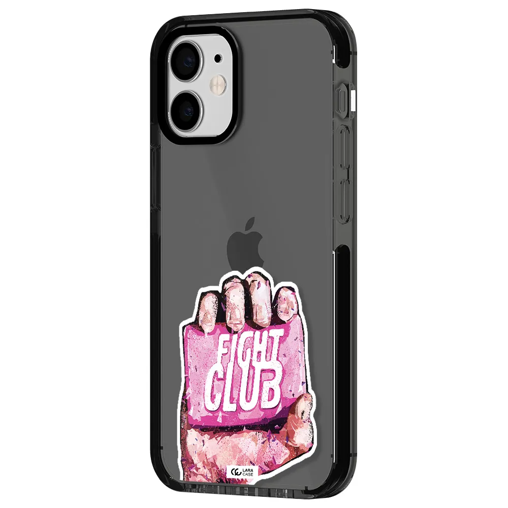 a hand holding a pink bag Apple iPhone 12 mini impact Smoke Black Case