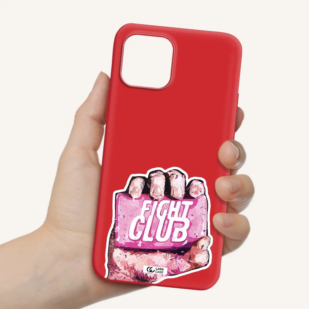 a hand holding a pink bag Apple iPhone 12 mini Silicone Imperial Red Case