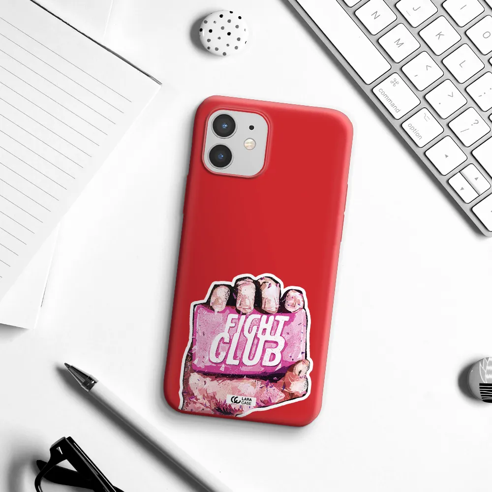 a hand holding a pink bag Apple iPhone 12 mini Silicone Imperial Red Case