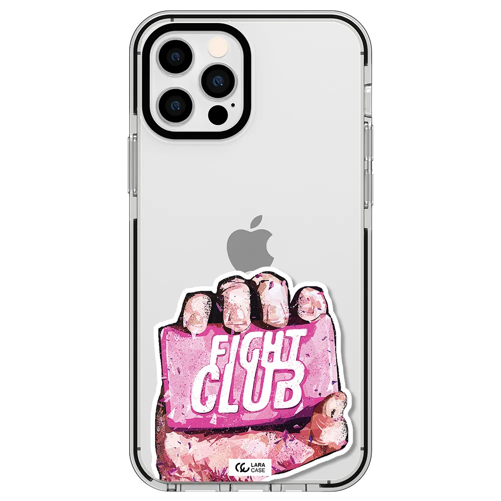 a hand holding a pink bag Apple iPhone 12 pro impact black border Case
