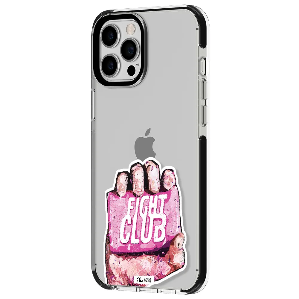 a hand holding a pink bag Apple iPhone 12 pro max impact black border Case