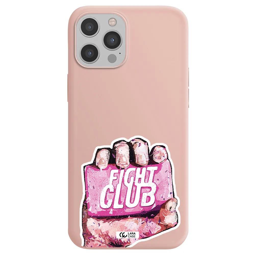 a hand holding a pink bag Apple iPhone 12 pro max Silicone pastel pink Case