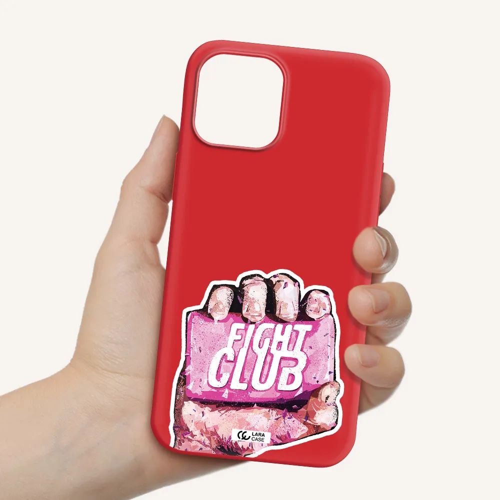 a hand holding a pink bag Apple iPhone 12 pro Silicone Imperial Red Case